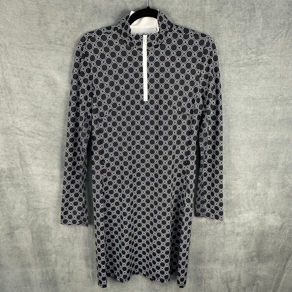 SanSoleil Dress Women Small Black Honeycomb UV50 Long Sleeve Stretch Golf Casual